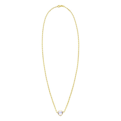 14K Yellow Gold White Topaz Heart Necklace (1.50 mm)
