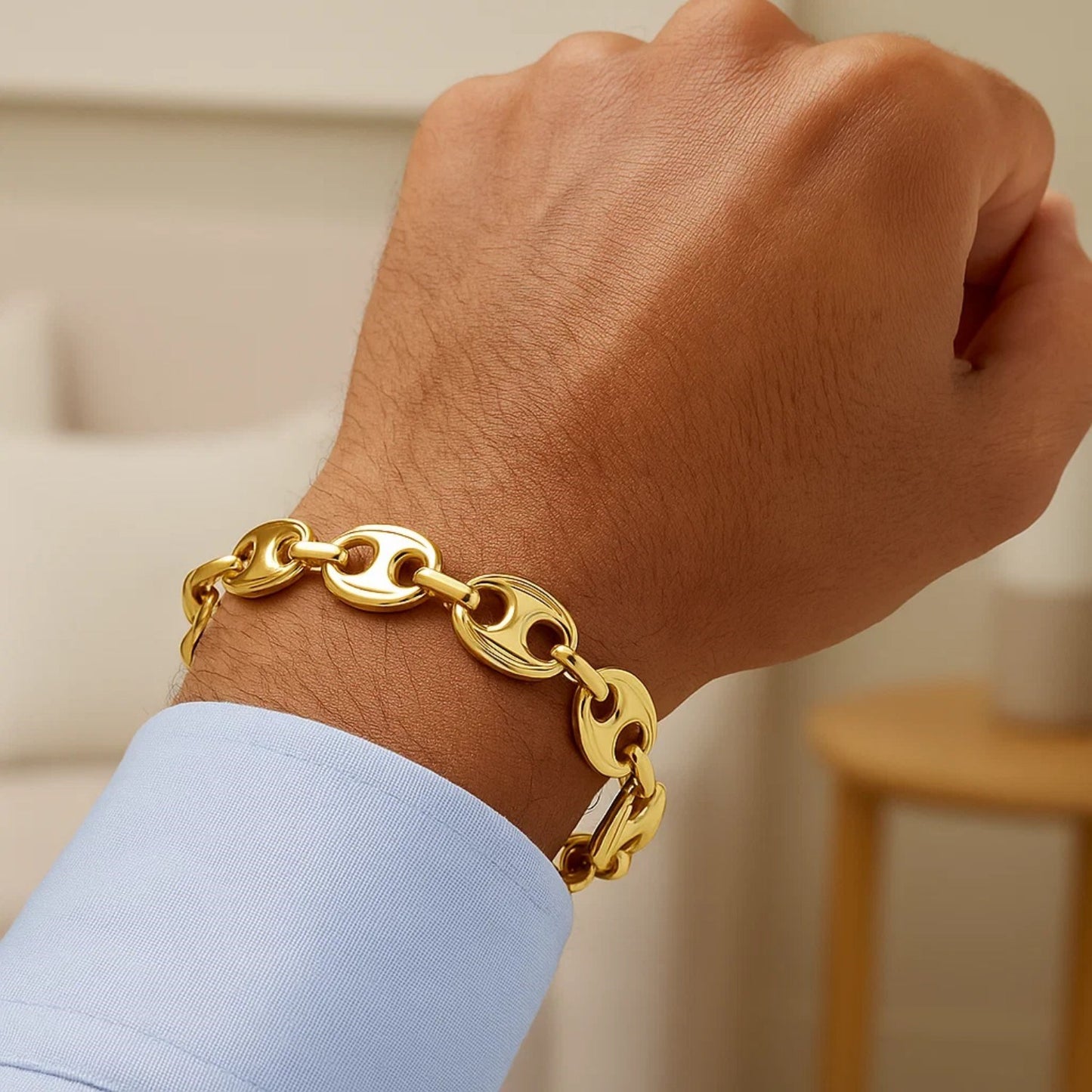 14k Yellow Gold Puffed Mariner Link Bracelet (11.00 mm)