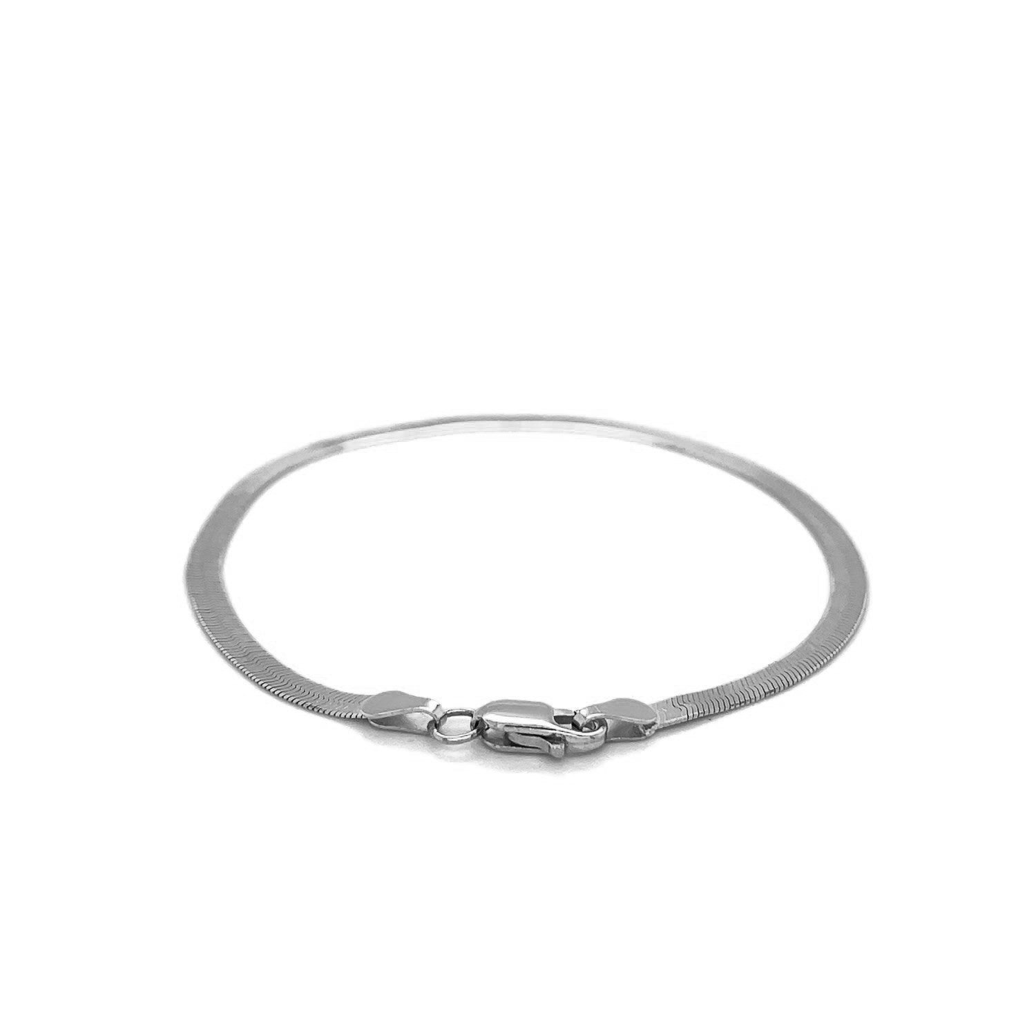 14k White Gold Super Flex Herringbone Bracelet (2.80 mm) - Peelerie