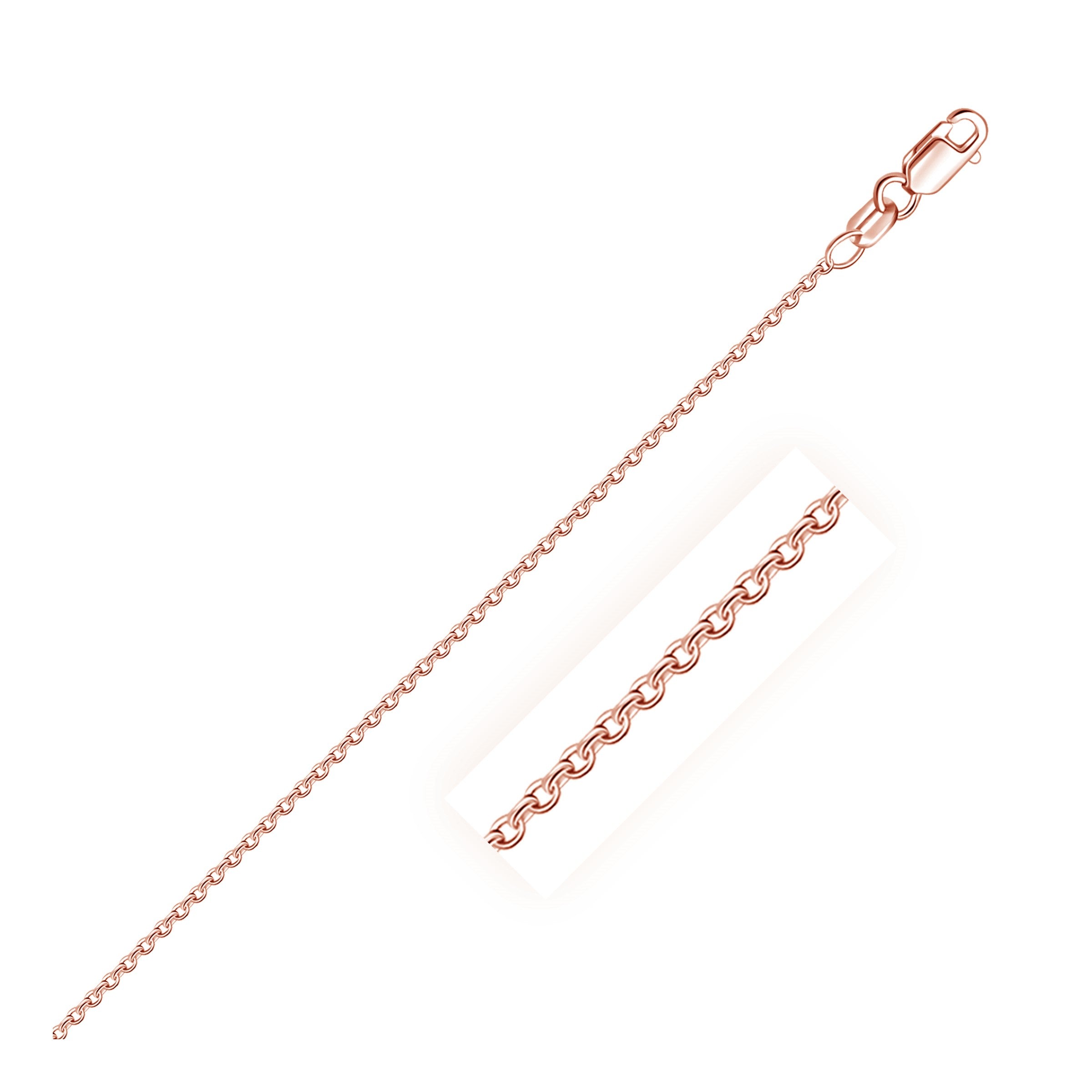 18k Rose Gold Round Oval Link Chain (1.50 mm) in a sleek high-contrast midnight luxury editorial style
