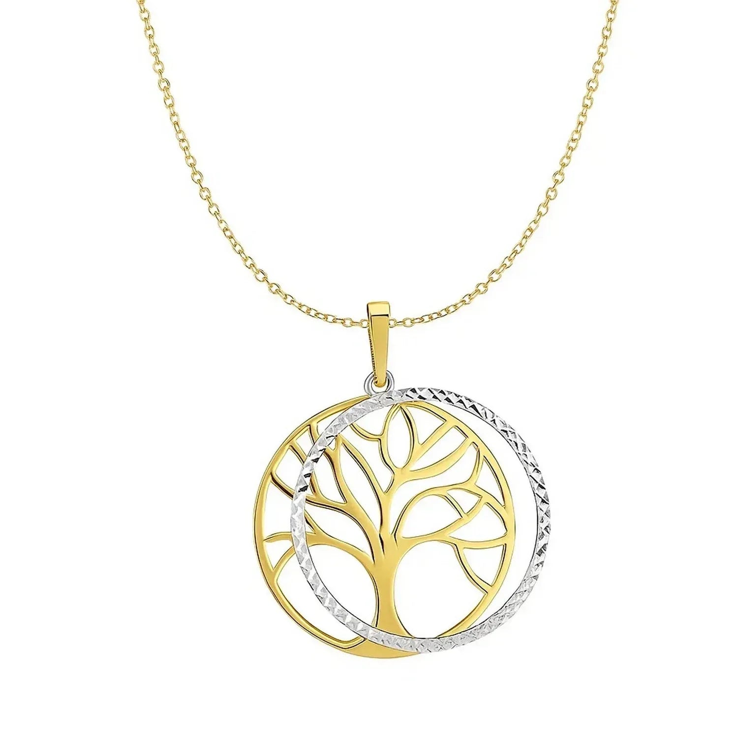 Two Layer Tree Pendant in 14k Two Tone Gold - Peelerie