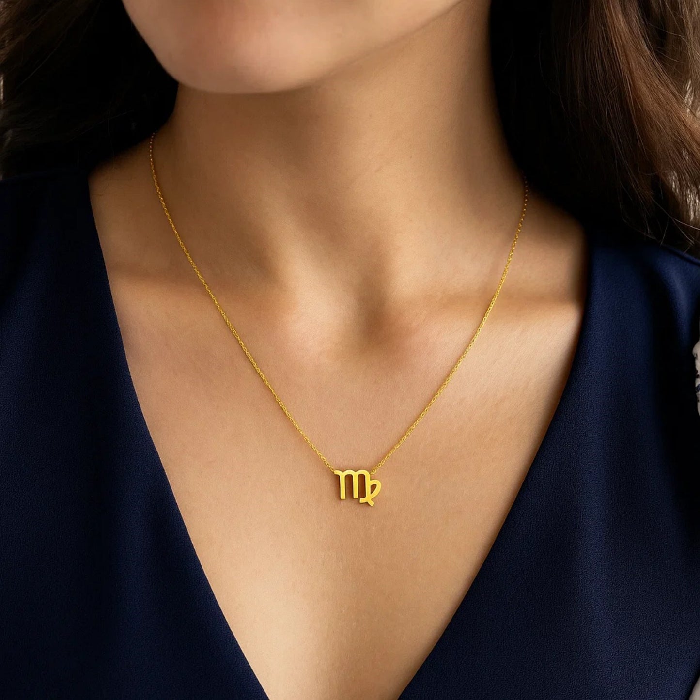 14K Yellow Gold Virgo Necklace