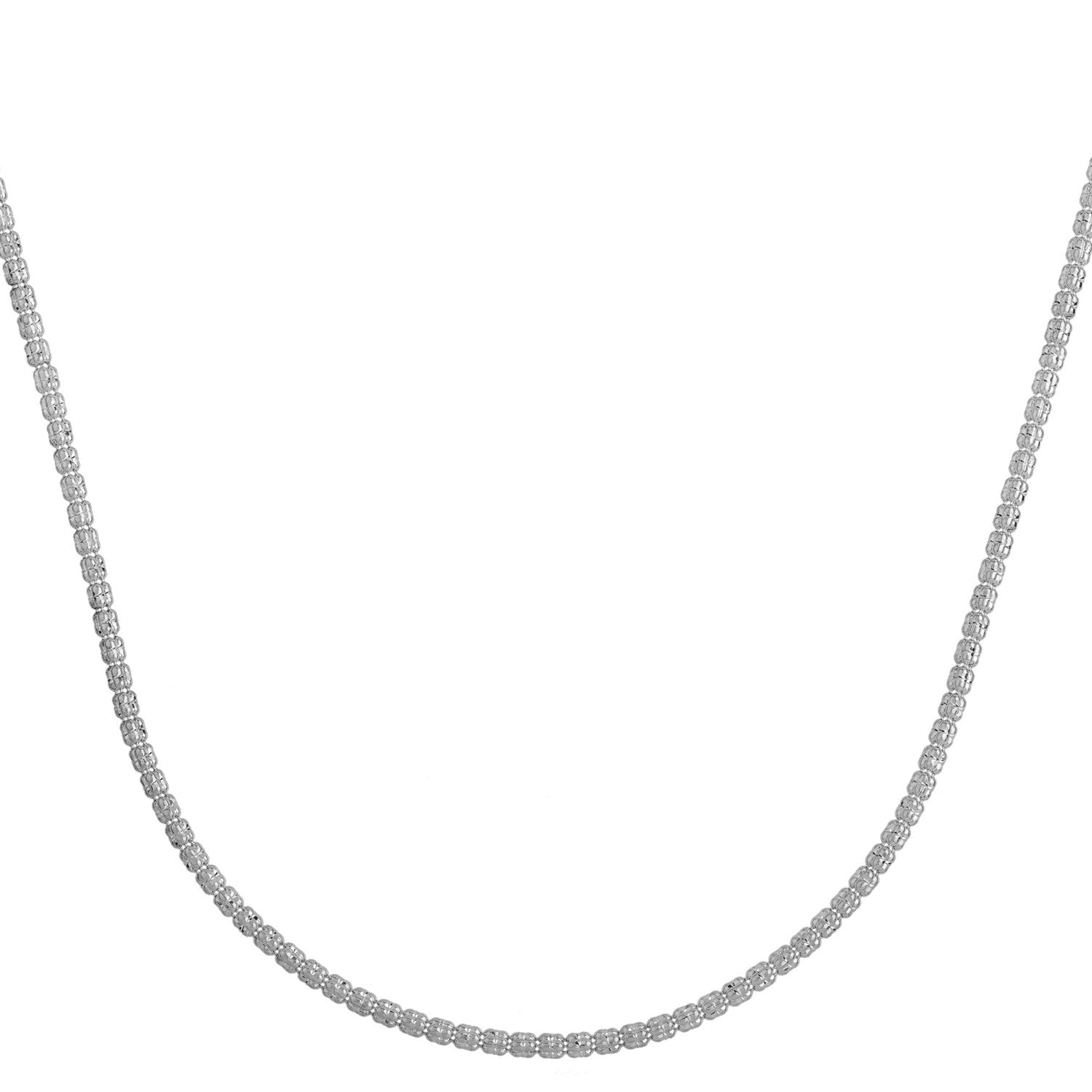 Ice Barrel Chain in 14k White Gold (2.7 mm) in a sleek high-contrast midnight luxury editorial style