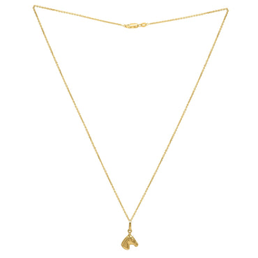 Horse Profile Small Necklace in 14K Yellow Gold