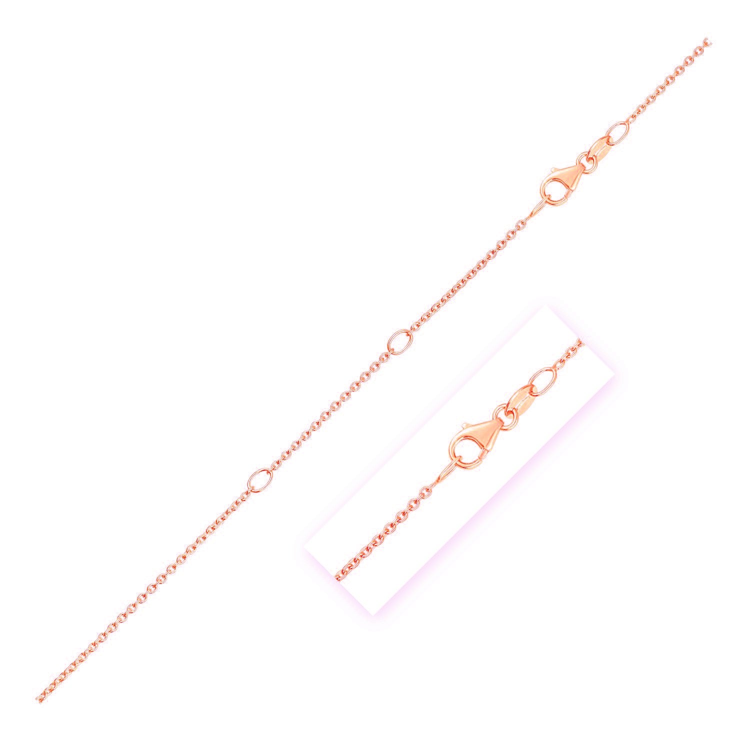 Double Extendable Diamond Cut Cable Chain in Rose Gold (1.30 mm) in a sleek high-contrast midnight luxury editorial style