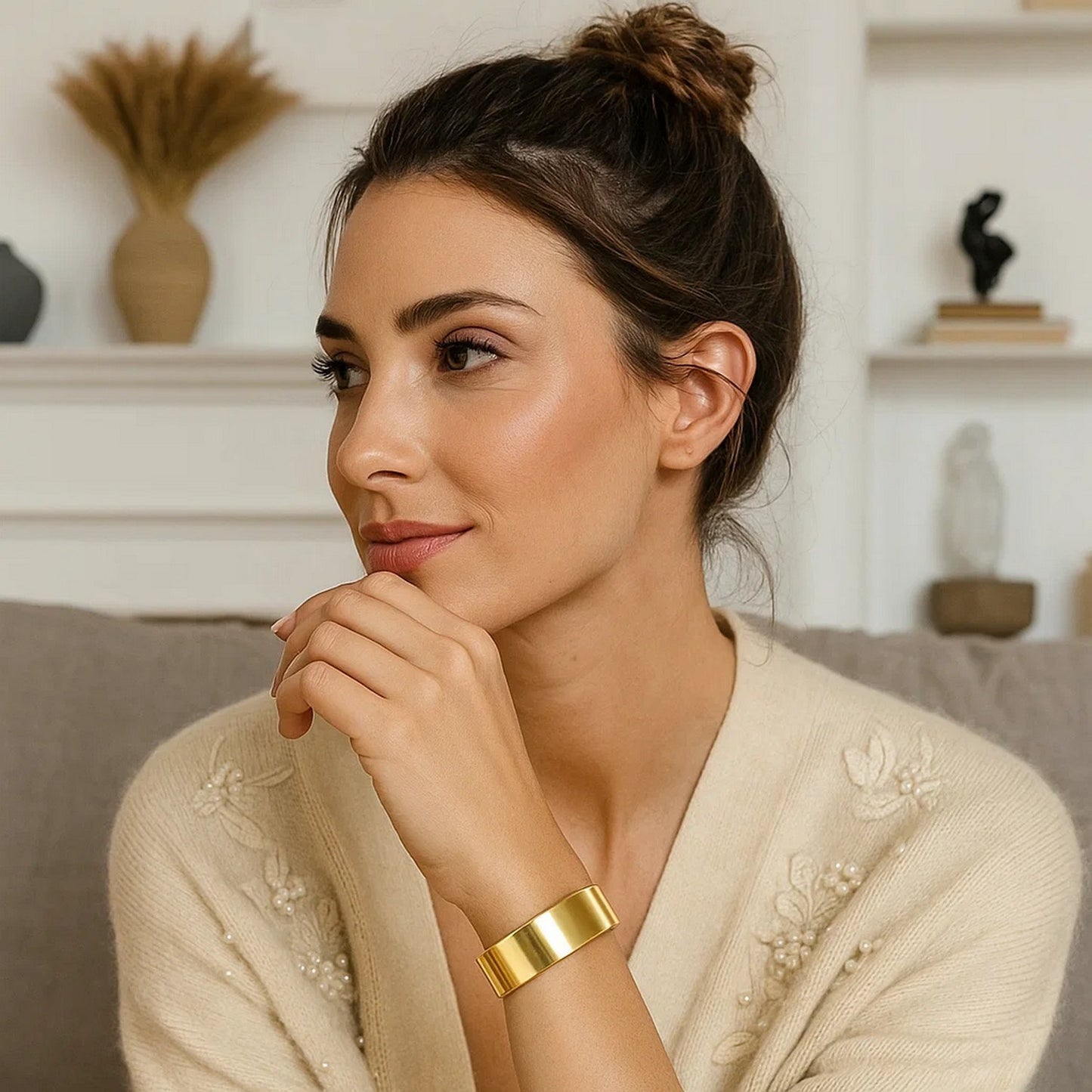 Designer Medium Width Bracelet in 14K Yellow Gold (14.50 mm)