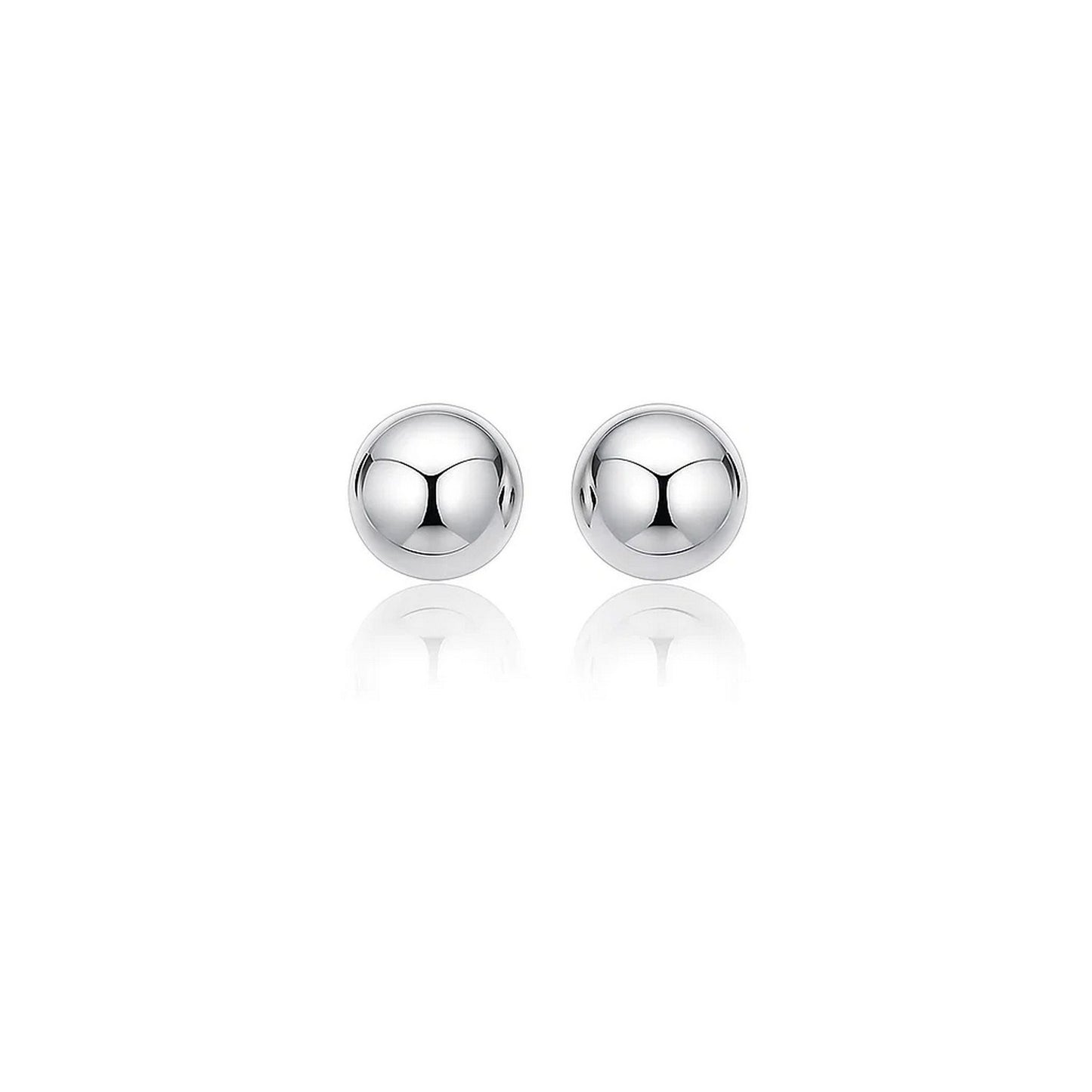 14k White Gold Classic Stud Earrings (8mm) in a sleek high-contrast midnight luxury editorial style