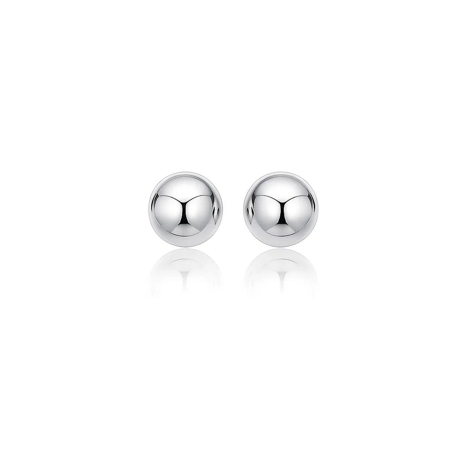 14k White Gold Classic Stud Earrings (8mm) in a sleek high-contrast midnight luxury editorial style