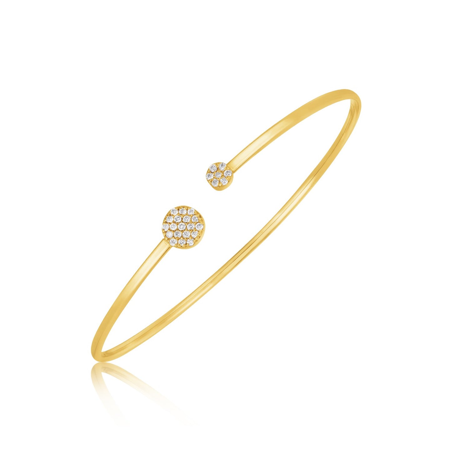 14k Yellow Gold High Polish Diamond Cluster Bangle (2.00 mm) in a sleek high-contrast midnight luxury editorial style