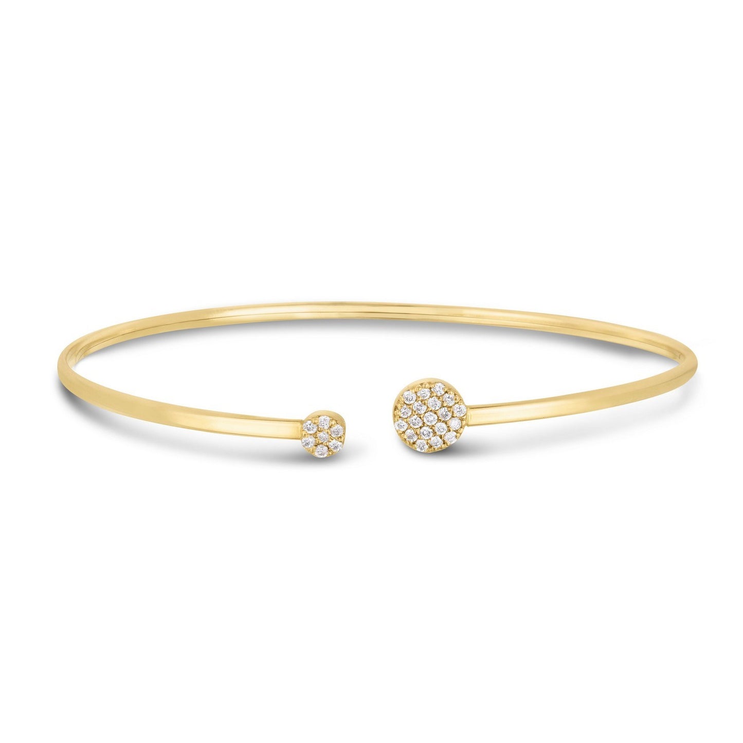 14k Yellow Gold High Polish Diamond Cluster Bangle (2.00 mm)