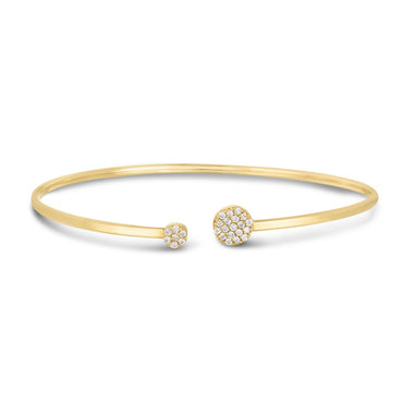 14k Yellow Gold High Polish Diamond Cluster Bangle (2.00 mm)