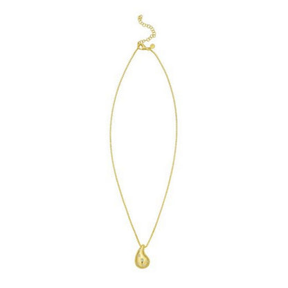 Sterling Silver Gold Plated Puffed Raindrop CZ Necklace