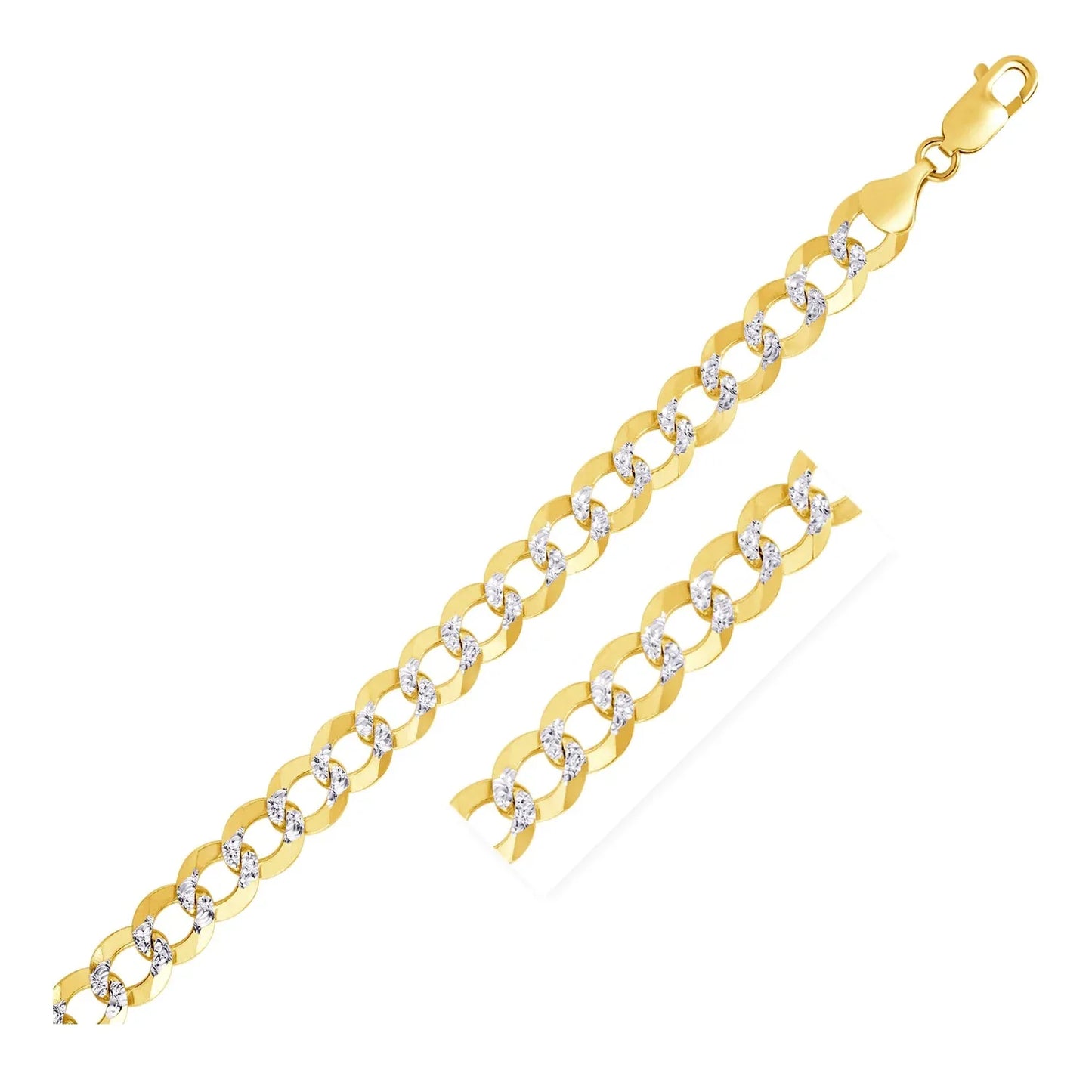14k Two Tone Gold Pave Curb Chain (8.30 mm) - Peelerie