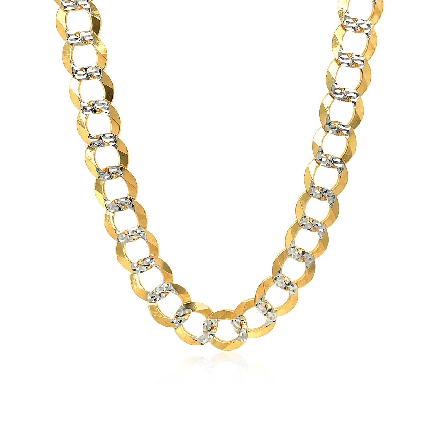 14k Two Tone Gold Pave Curb Chain (8.30 mm) in a sleek high-contrast midnight luxury editorial style