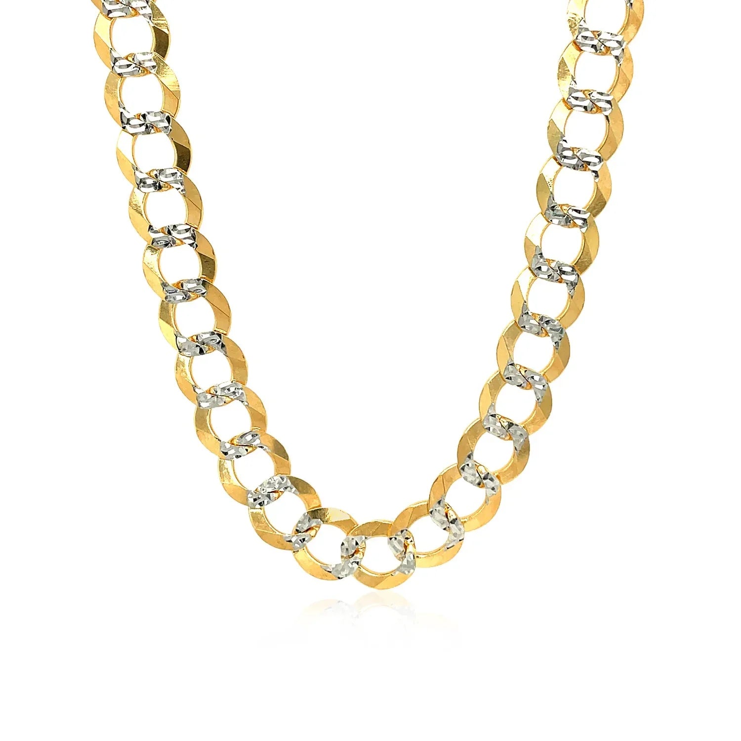14k Two Tone Gold Pave Curb Chain (8.30 mm) - Peelerie