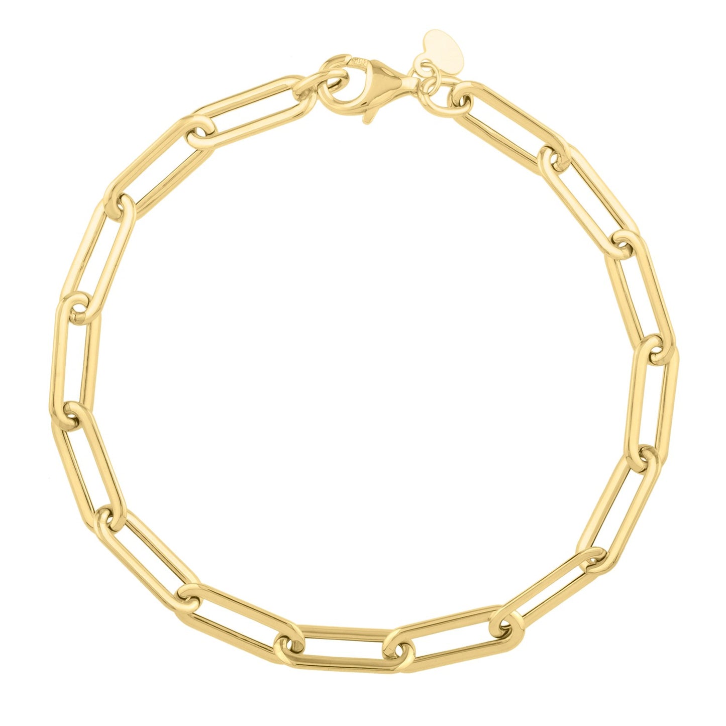 Long Domed Paperclip Bracelet in 14K Yellow Gold (4.80 mm)