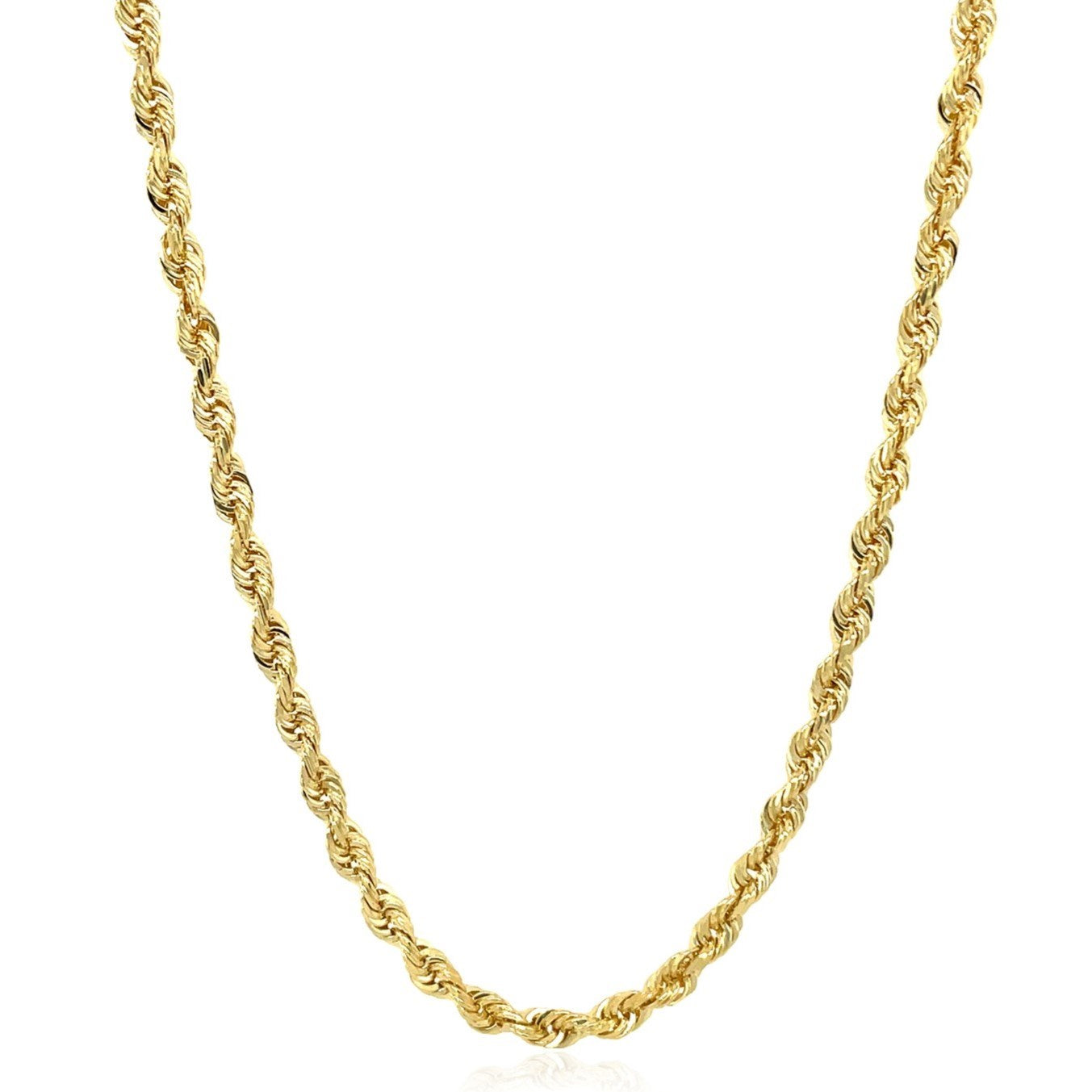 10K Yellow Gold Hollow Diamond Cut Rope Chain (4.0 mm) in a sleek high-contrast midnight luxury editorial style