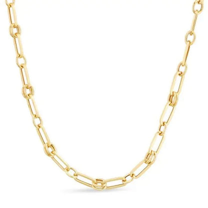 14k Yellow Gold High Polish Paperclip Rondel Link Chain (5.60 mm)
