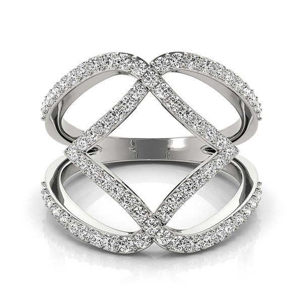 14k White Gold Entwined Design Diamond Dual Band Ring (3/4 cttw) - Peelerie