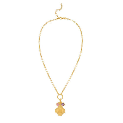 Sterling Silver Gold Plated Flower Cubic Zirconia Charm Necklace