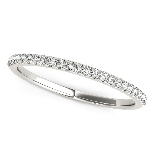 14k White Gold Diamond Wedding Band in Pave Setting (1/8 cttw) in a sleek high-contrast midnight luxury editorial style