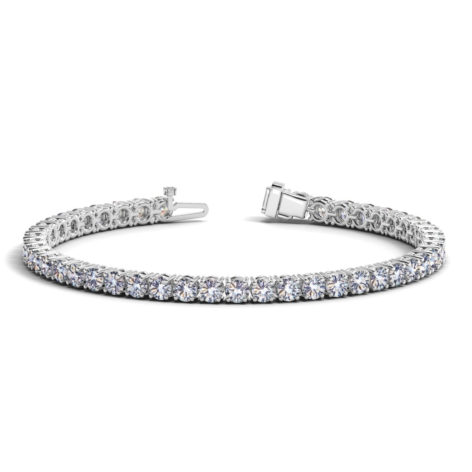 Lab Grown Round Diamond Tennis Bracelet in 14k White Gold (10 cctw F/G VS2/SI1) in a sleek high-contrast midnight luxury edit