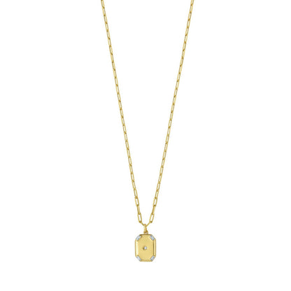 Sterling Silver Gold Plated Cubic Zirconia Octagonal Star Locket Necklace