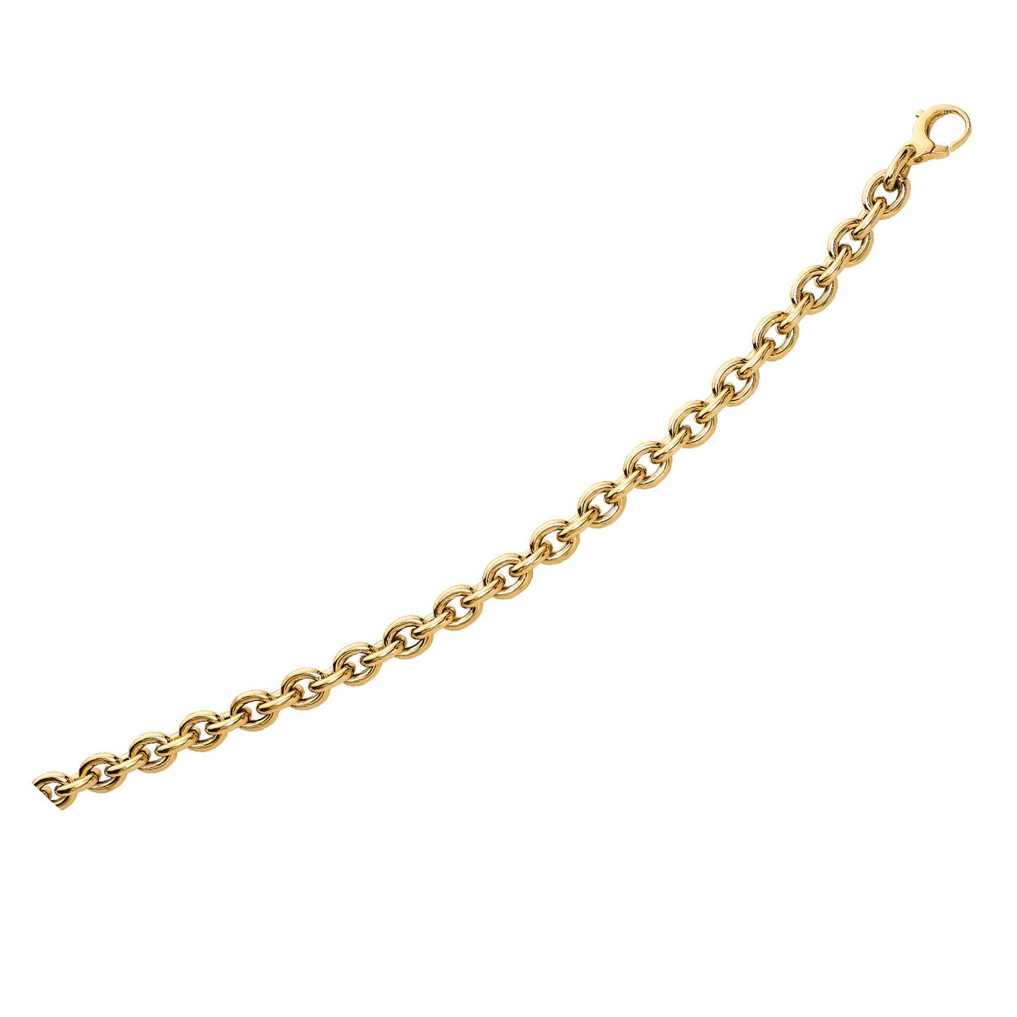 14k Yellow Gold Polished Cable Link Bracelet in a sleek high-contrast midnight luxury editorial style