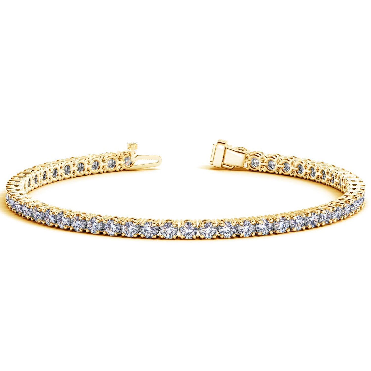 Lab Grown Round Diamond Tennis Bracelet in 14k Yellow Gold (7 cctw F/G VS2/SI1) in a sleek high-contrast midnight luxury edit