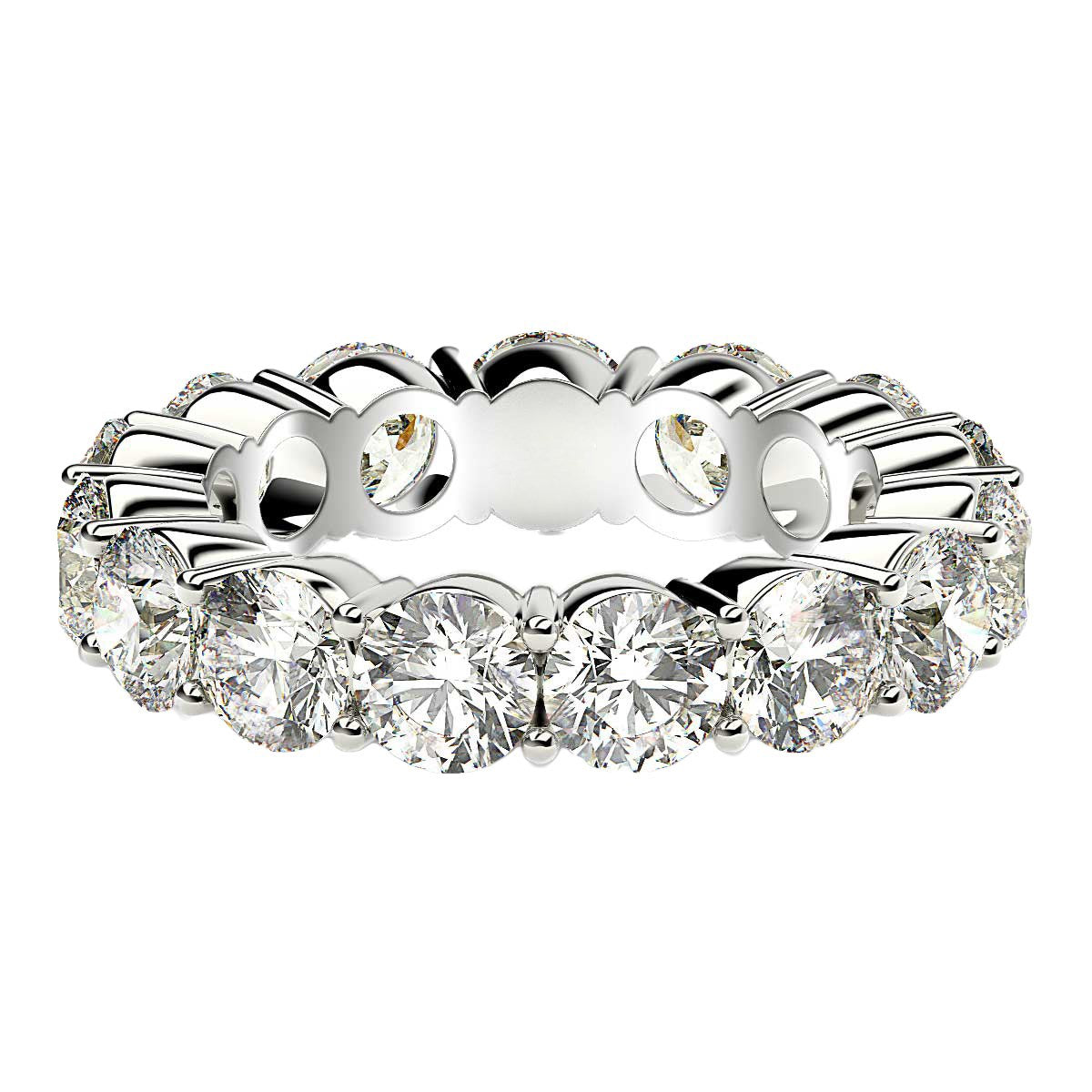 Round Cut Lab Grown Diamond Eternity Ring in 14k White Gold (5 cttw FG/VS2) - Peelerie