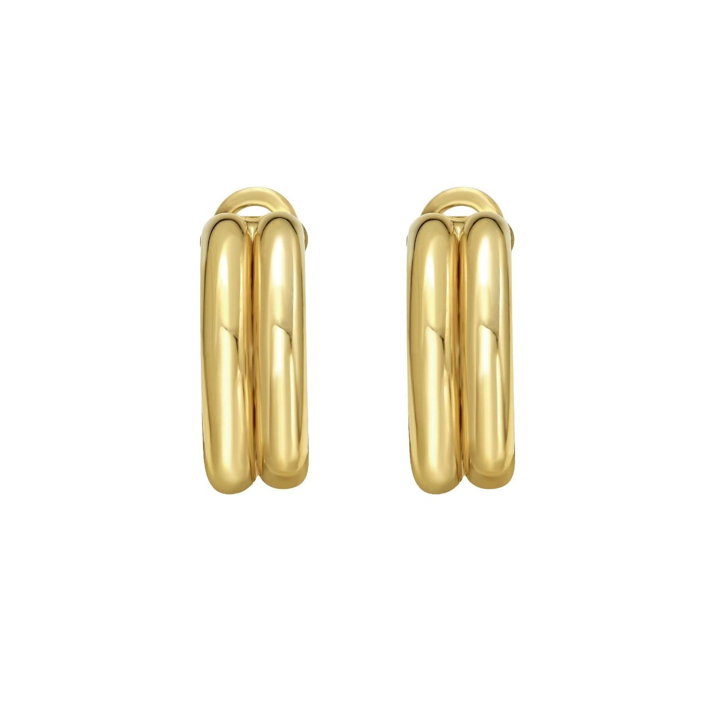 14K Yellow Gold Double Row Hinged Hoop Earrings