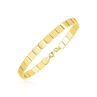 14k Yellow Gold High Polish Square Link Bracelet (6.00 mm)