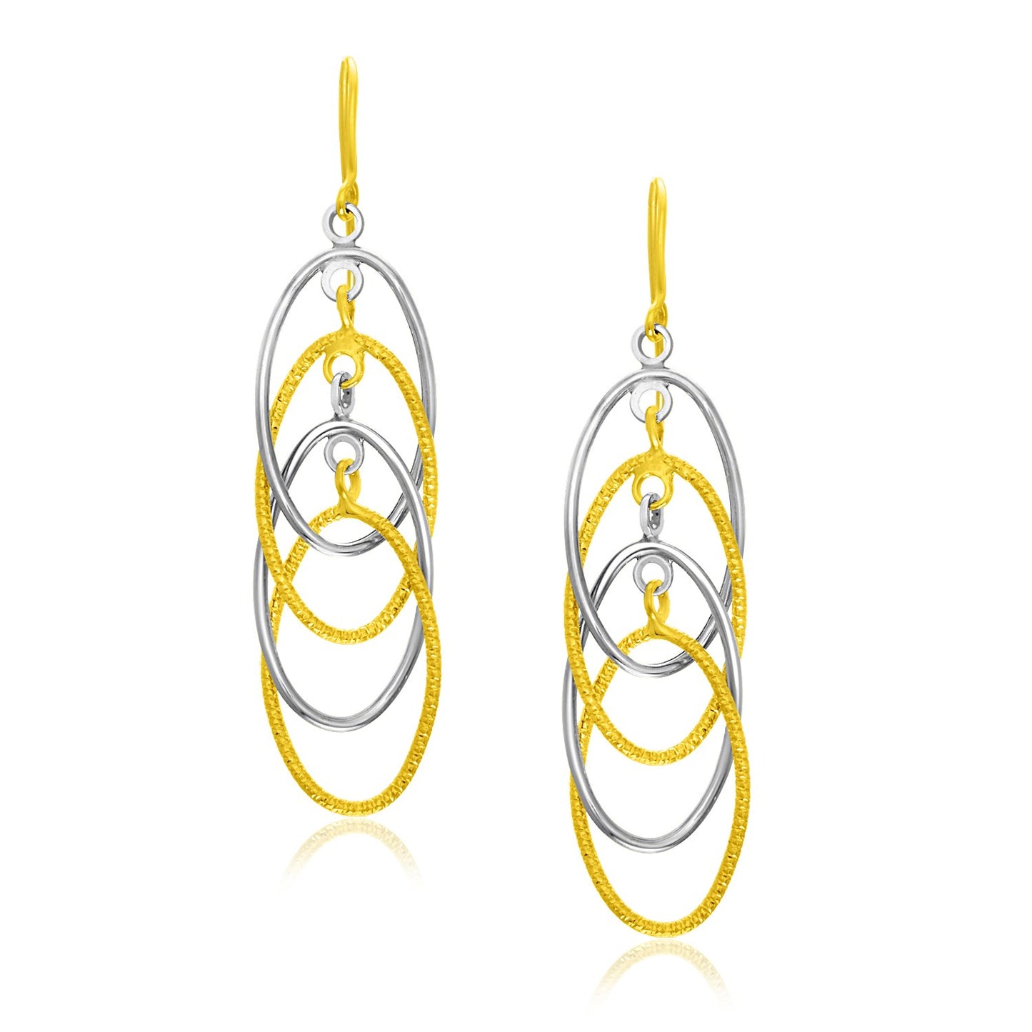14k Two-Tone Gold Multiple Layer Interlaced Earrings in a sleek high-contrast midnight luxury editorial style