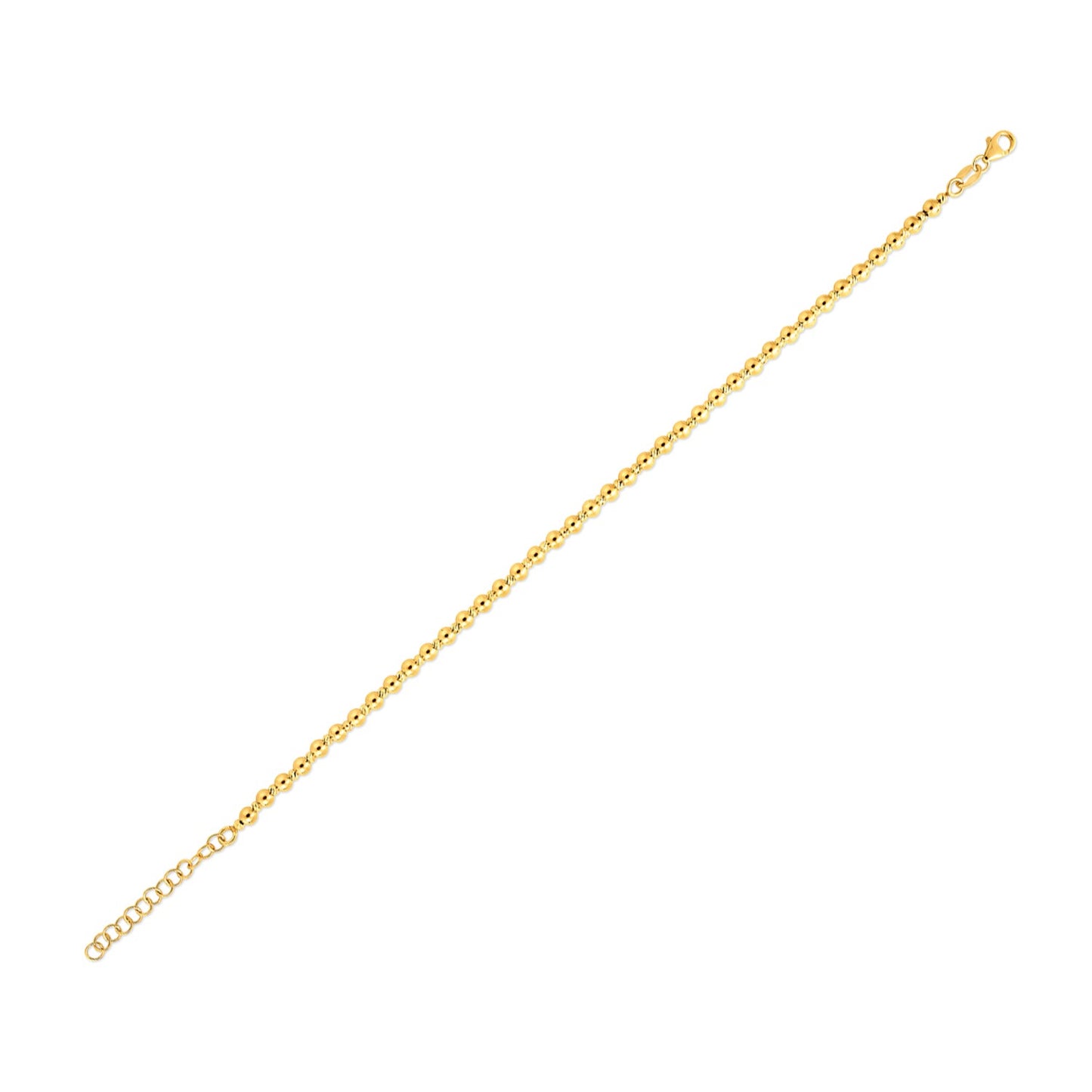 Duo Bead Bracelet in 14K Yellow Gold (3.00mm) in a sleek high-contrast midnight luxury editorial style