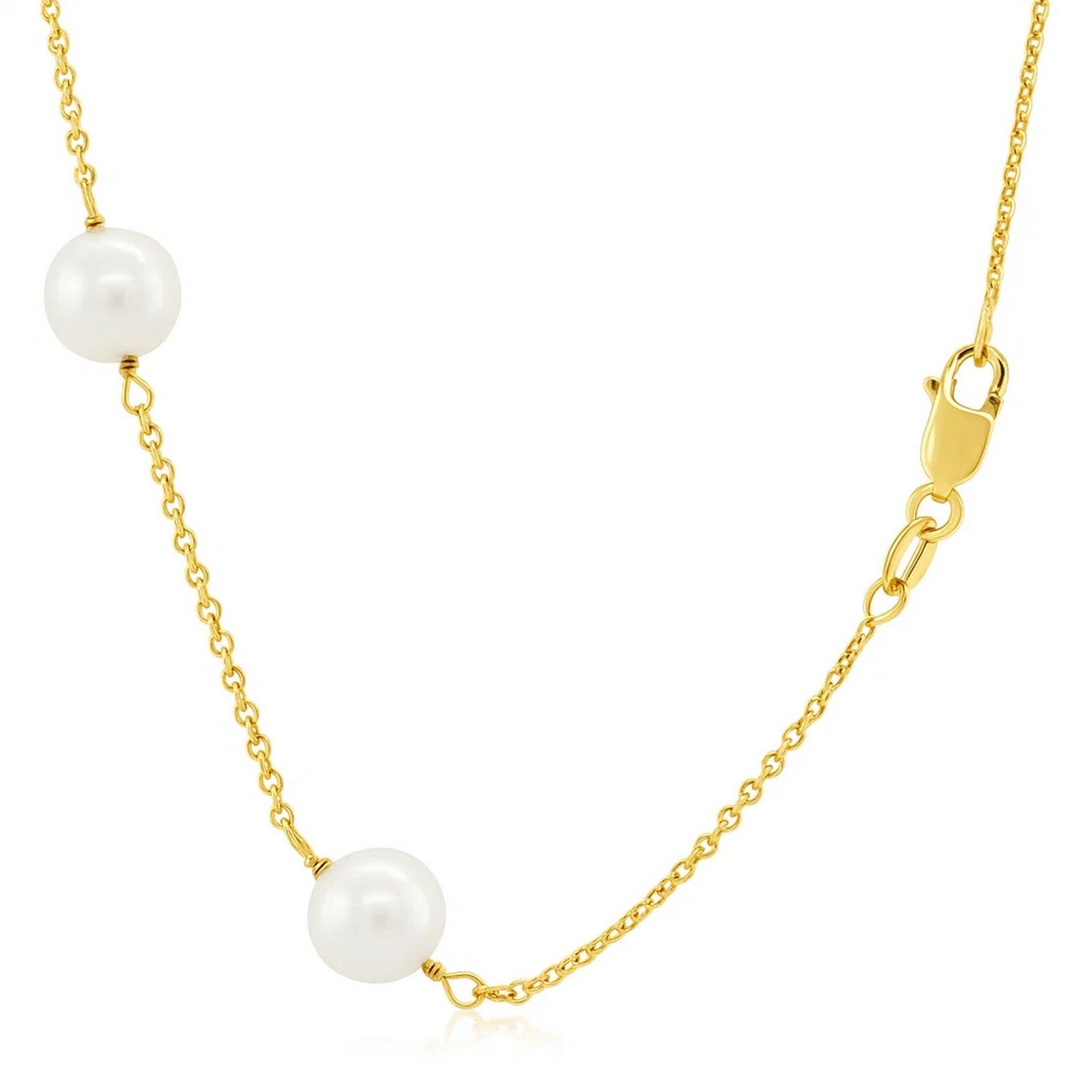 14k Yellow Gold Necklace with White Pearls