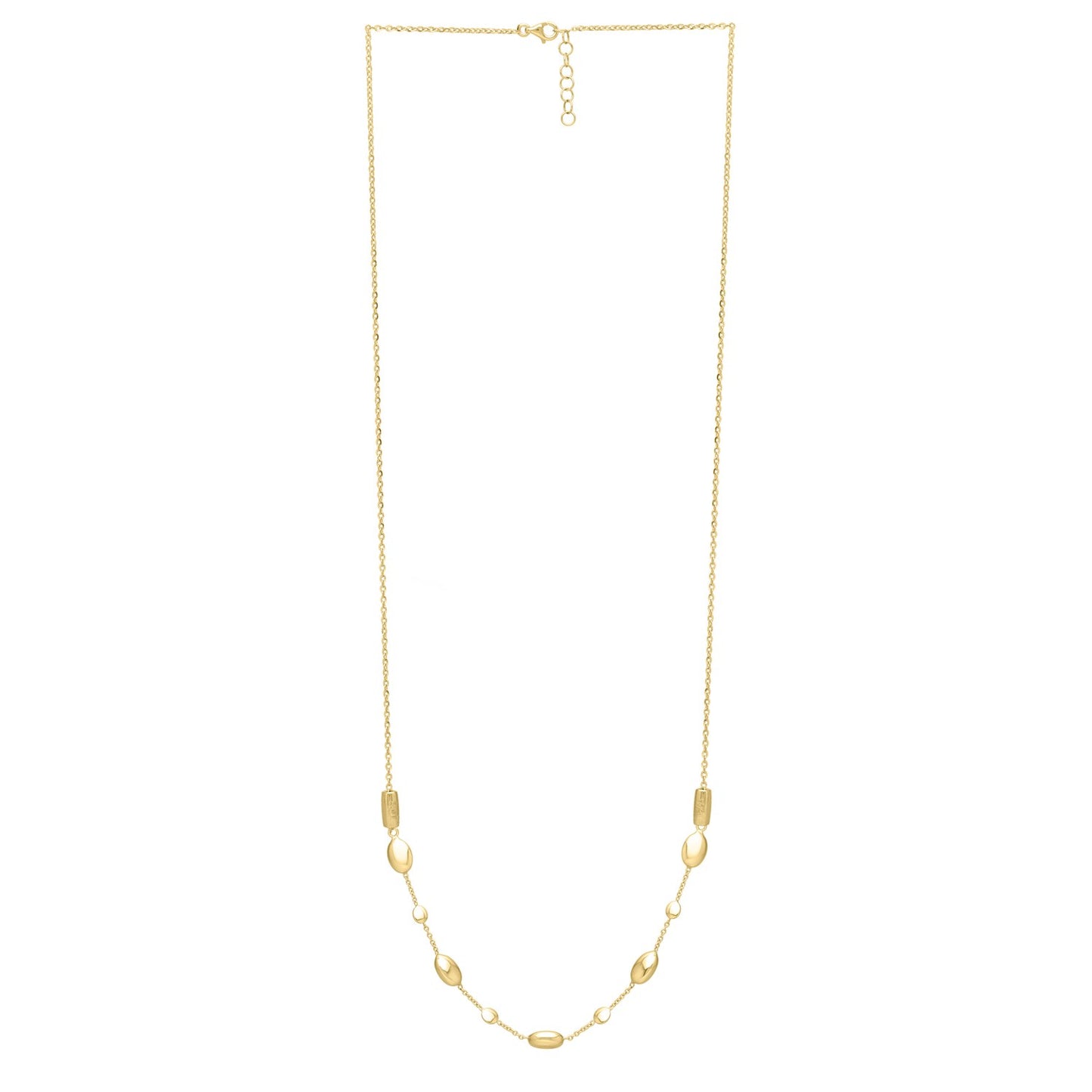 Adjustable Puff Pebble Necklace in 14K Yellow Gold
