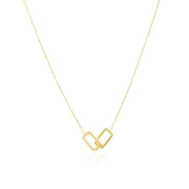 14k Yellow Gold Necklace with Interlocking Petite Rectangles