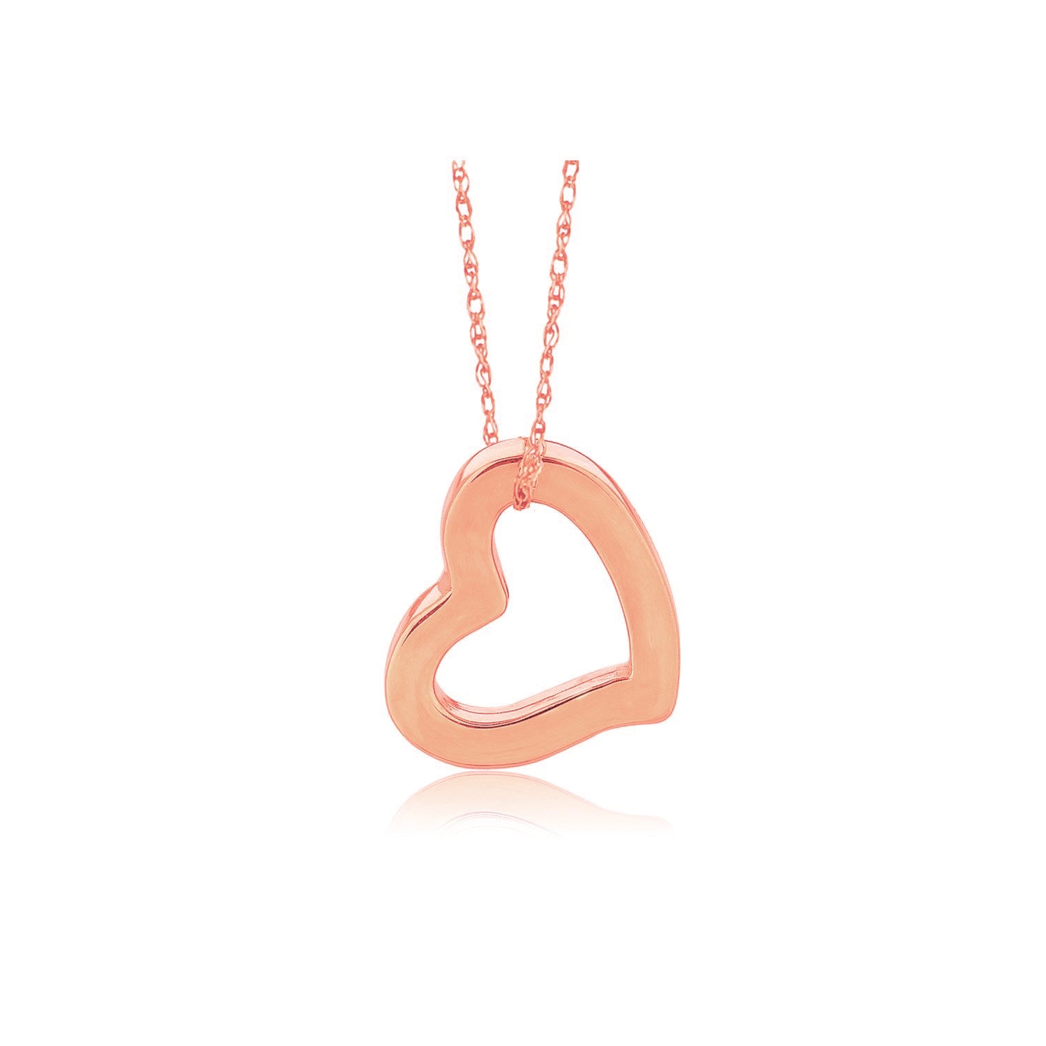 14k Rose Gold Heart Pendant in a sleek high-contrast midnight luxury editorial style
