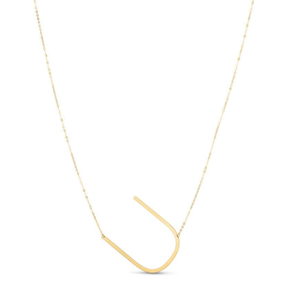 14K Yellow Gold Yours Truly Large Initial U Necklace