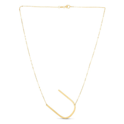 14K Yellow Gold Yours Truly Large Initial U Necklace