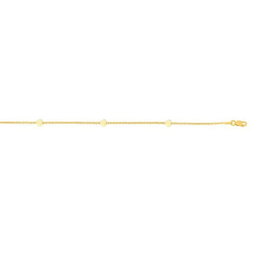 Stationed Heart Anklet in 14K Yellow Gold (1.00 mm)