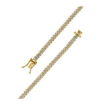 Classic Miami Cuban White Pave Solid Chain in 14k Yellow Gold (4.00 mm) - Peelerie