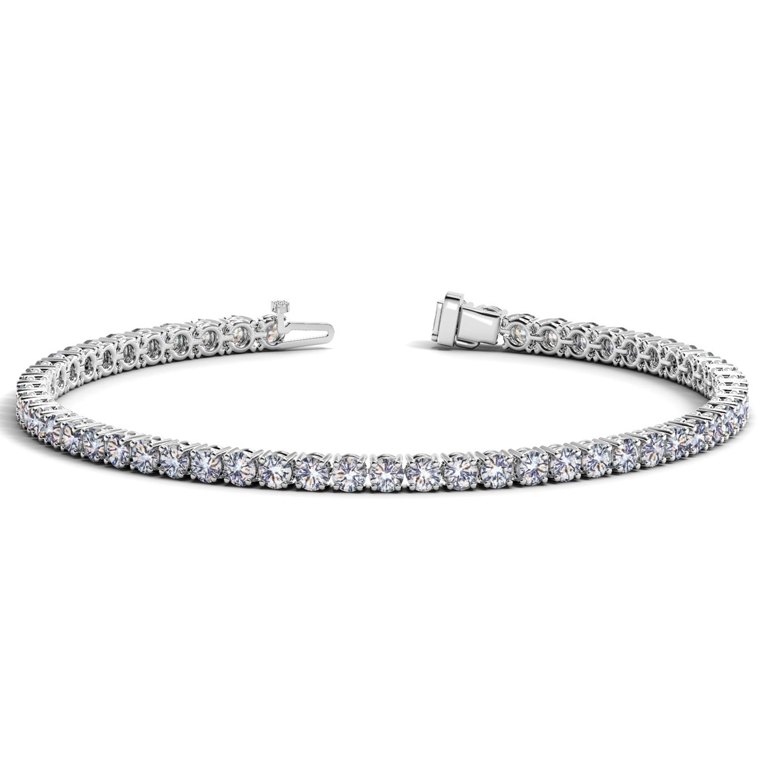 Lab Grown Round Diamond Tennis Bracelet in 14k White Gold (7 cctw F/G VS2/SI1) in a sleek high-contrast midnight luxury edito