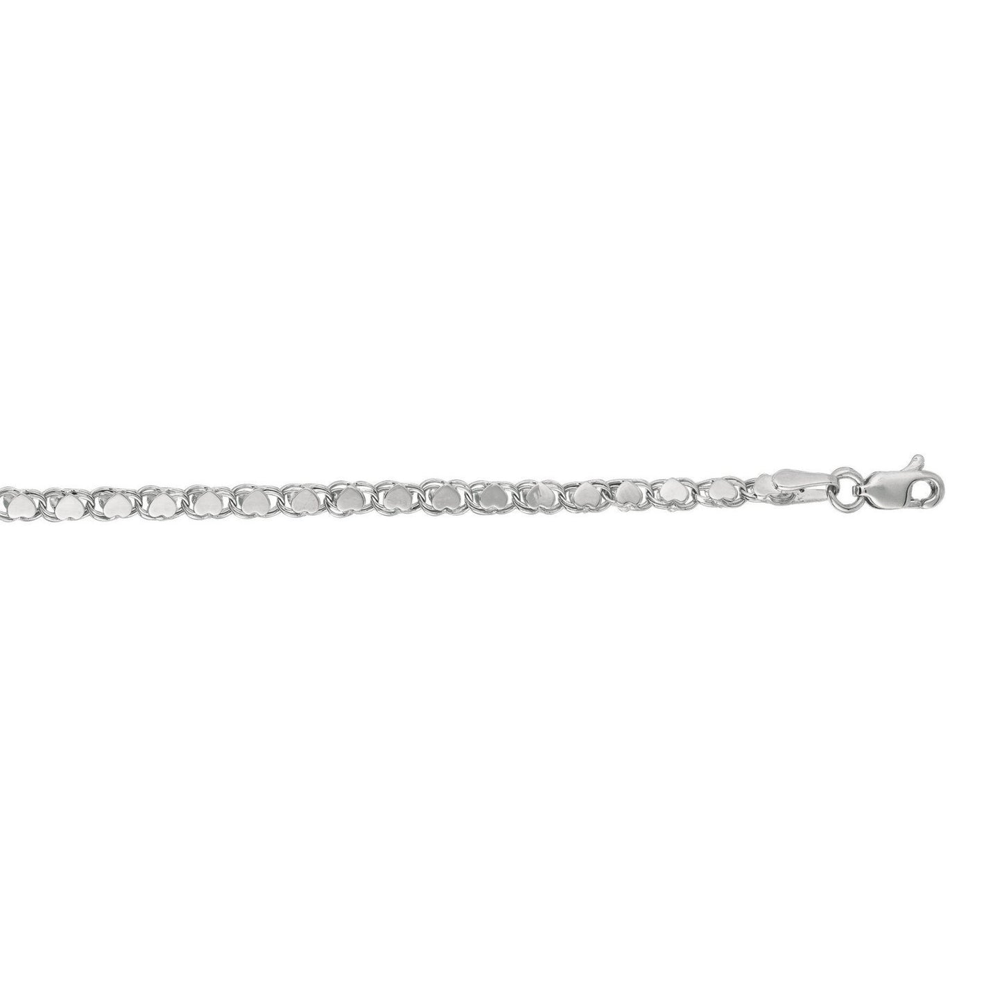 2.9mm 14k White Gold Heart Anklet - Peelerie