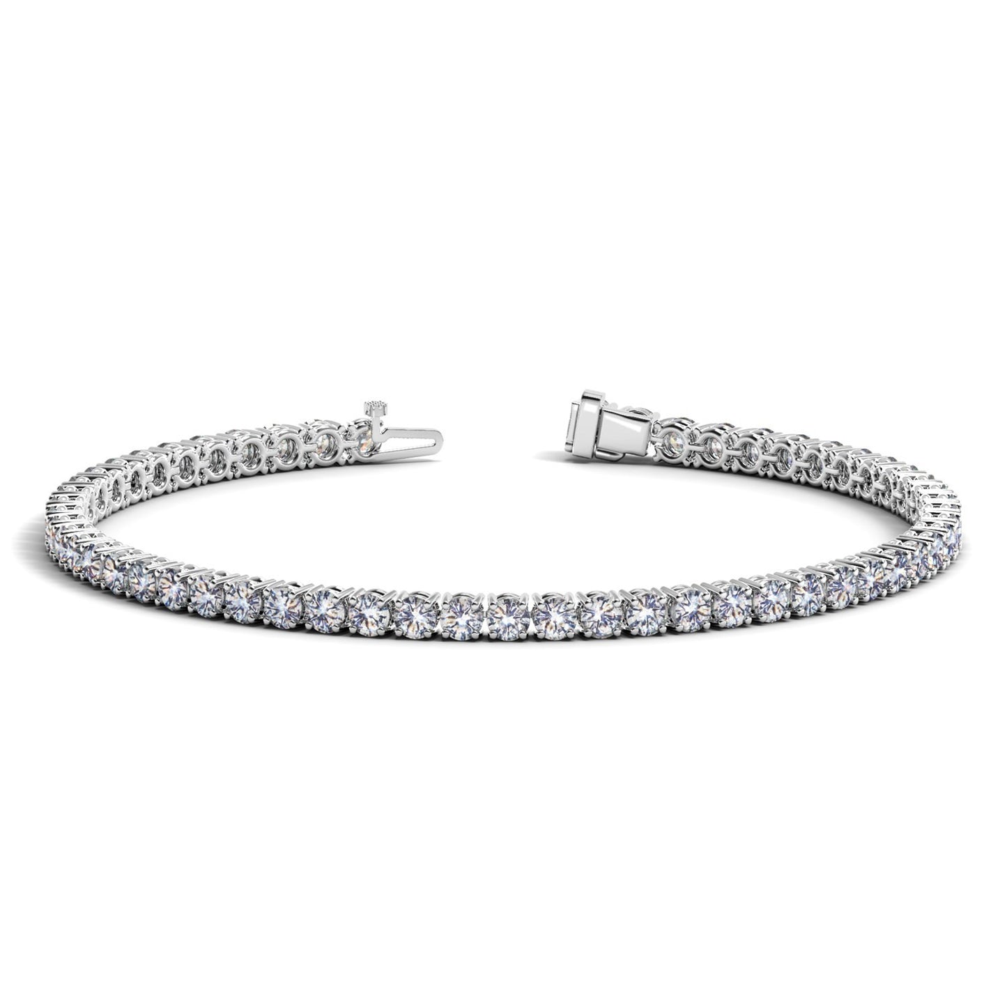 Lab Grown Round Diamond Tennis Bracelet in 14k White Gold (5 cctw F/G VS2/SI1) in a sleek high-contrast midnight luxury edito