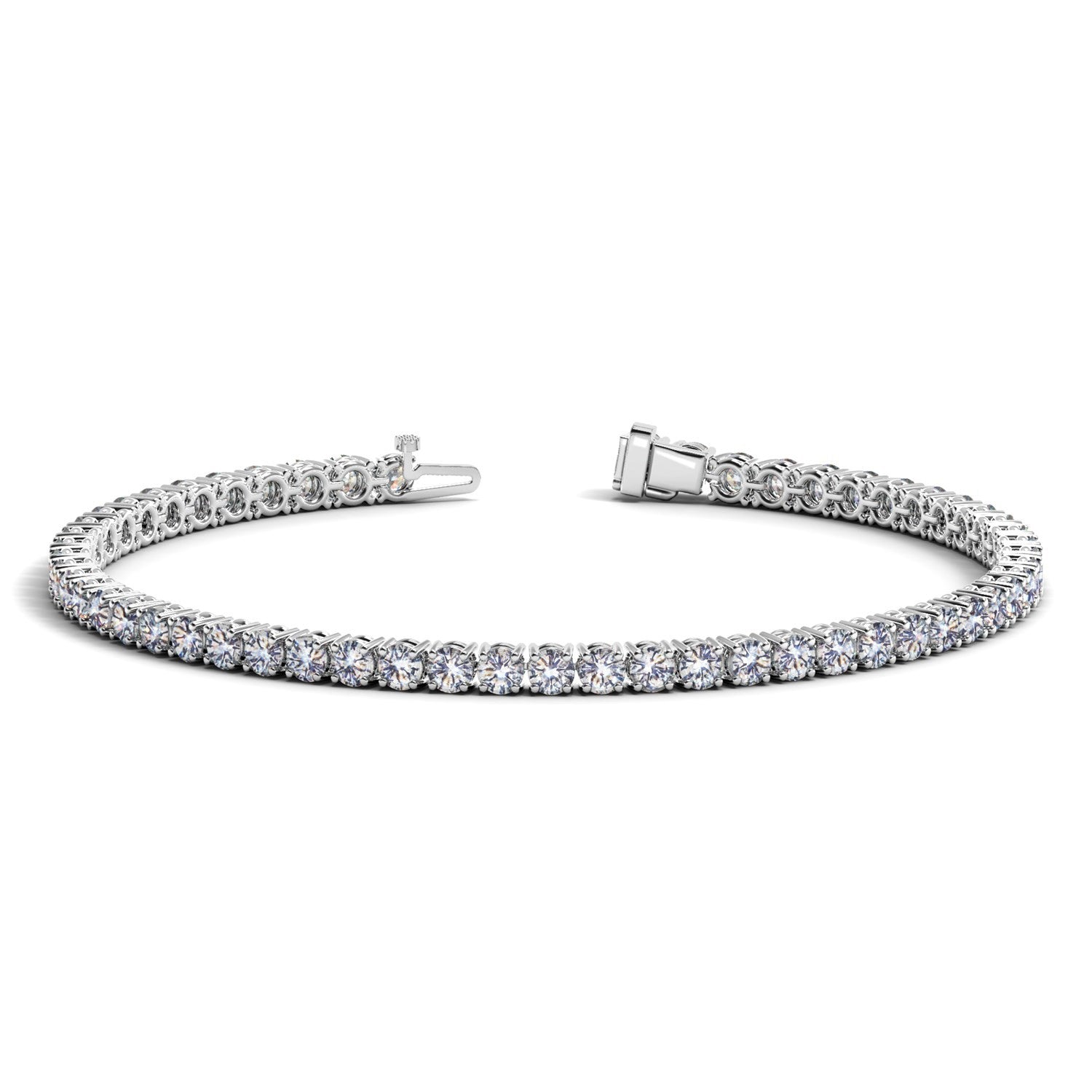 Lab Grown Round Diamond Tennis Bracelet in 14k White Gold (5 cctw F/G VS2/SI1) in a sleek high-contrast midnight luxury edito
