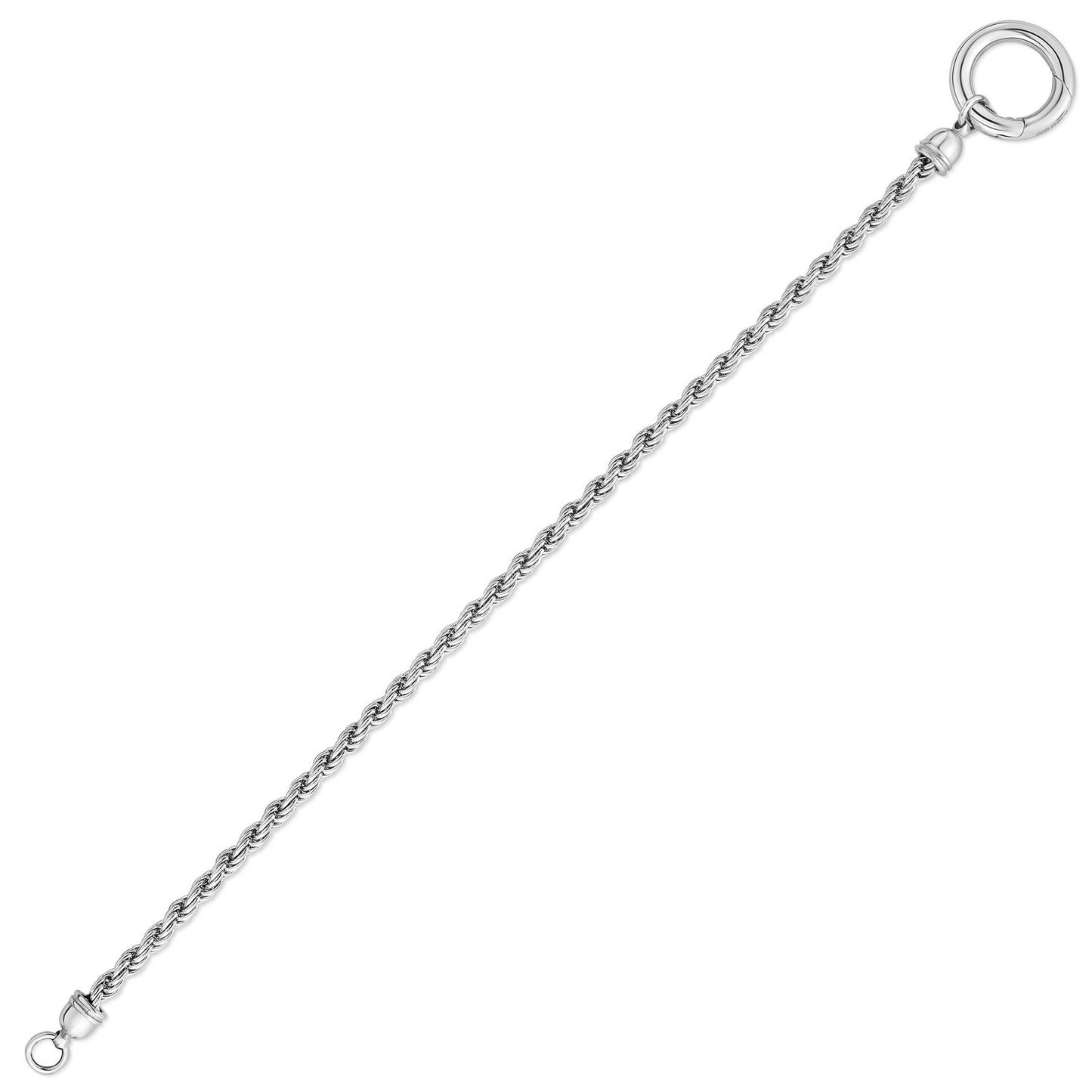 Sterling Silver Rhodium Plated Fancy Push Lock Rope Chain Bracelet (3.40 mm)