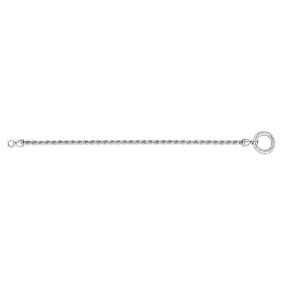 Sterling Silver Rhodium Plated Fancy Push Lock Rope Chain Bracelet (3.40 mm)