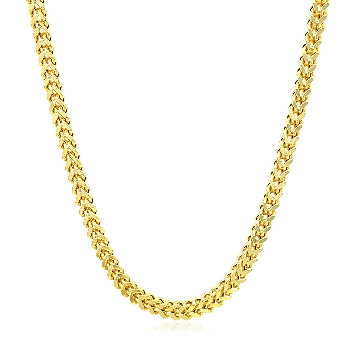 14k Yellow Gold Square Franco Chain (3.00 mm) in a sleek high-contrast midnight luxury editorial style