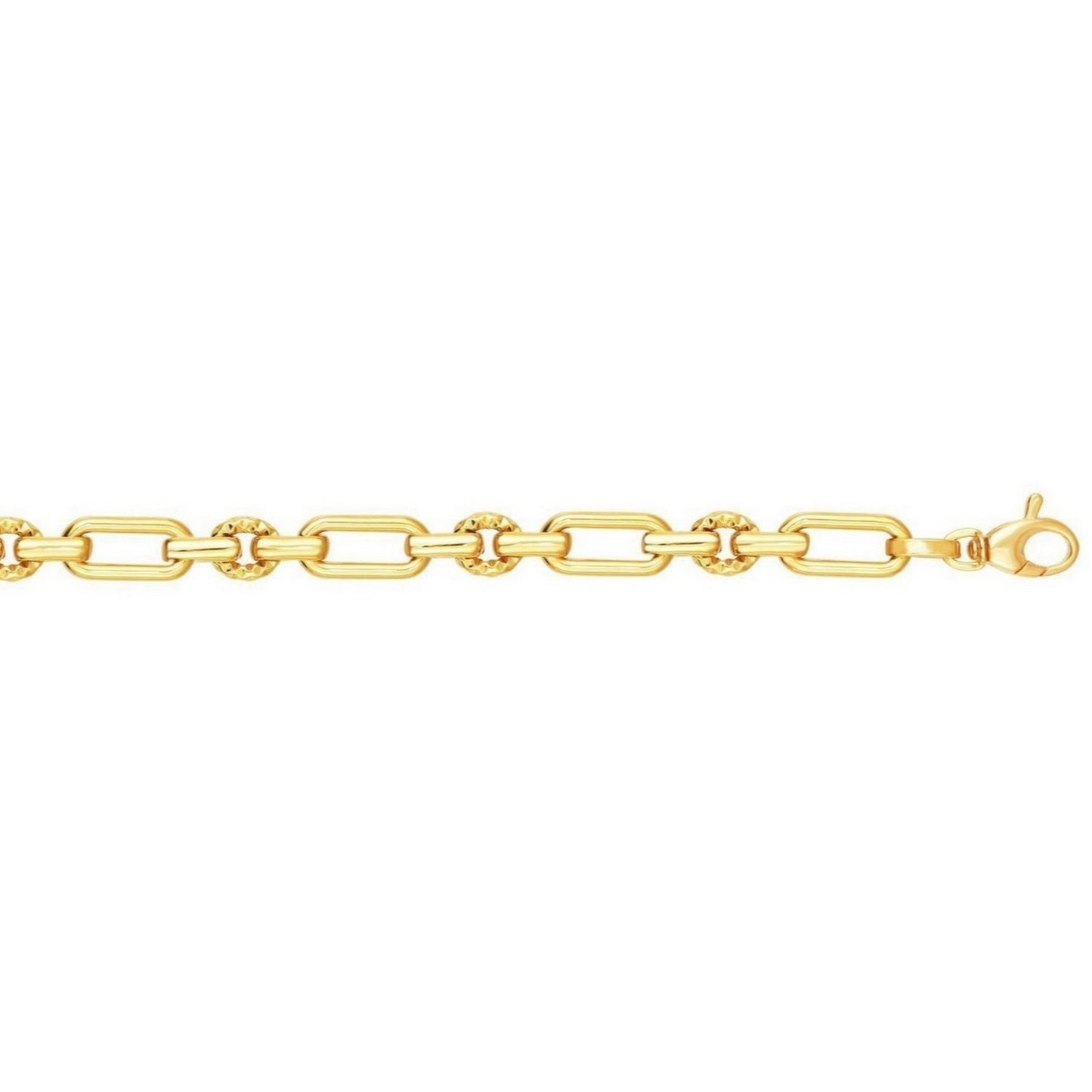 14k Yellow Gold Polished and Textured Link Bracelet (6.30 mm)